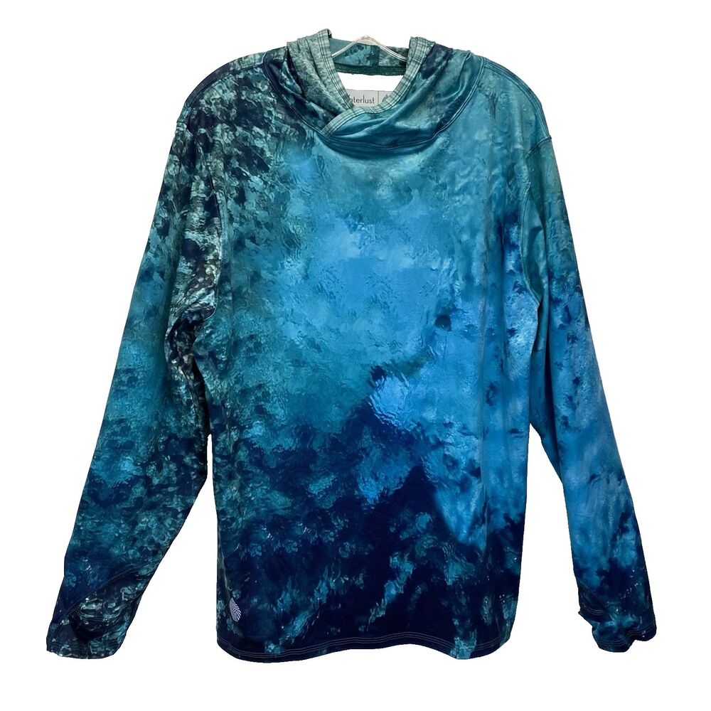 Waterlust Fountain Of Youth Hooded Sun Shirt Unisex XL Thumb Hole Poly Blend